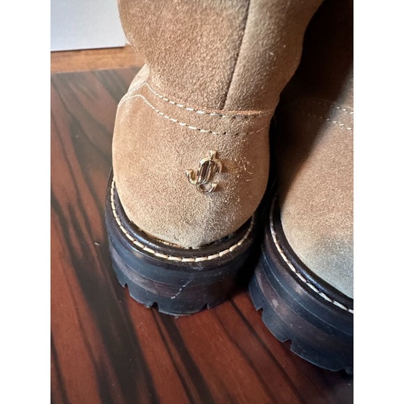 Jimmy Choo Tan Ankle Boots with Fur Trim - Picture 5 of 8